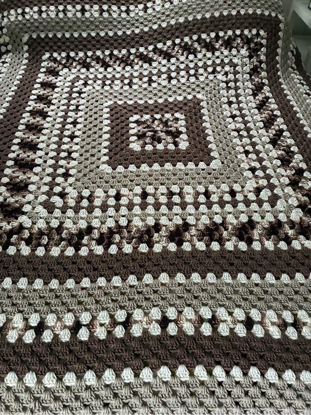 Handmade Crochet Blanket Afghan 70x72 New Heavy Fluffy Granny Rectangle